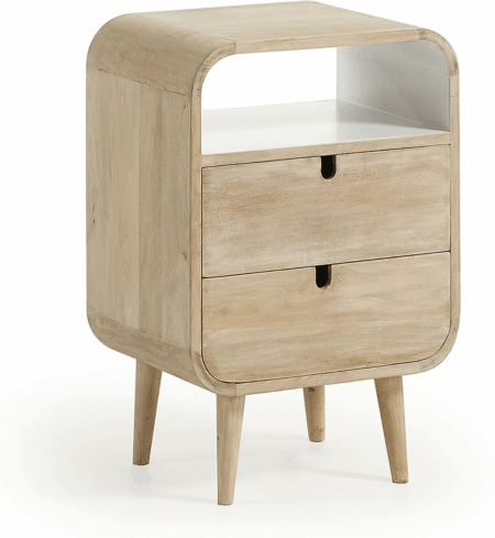 Sengebord Georg - Kave Home massivt mangotræ med hvidlakeret bordplade, H60ÃB30ÃL40 cm